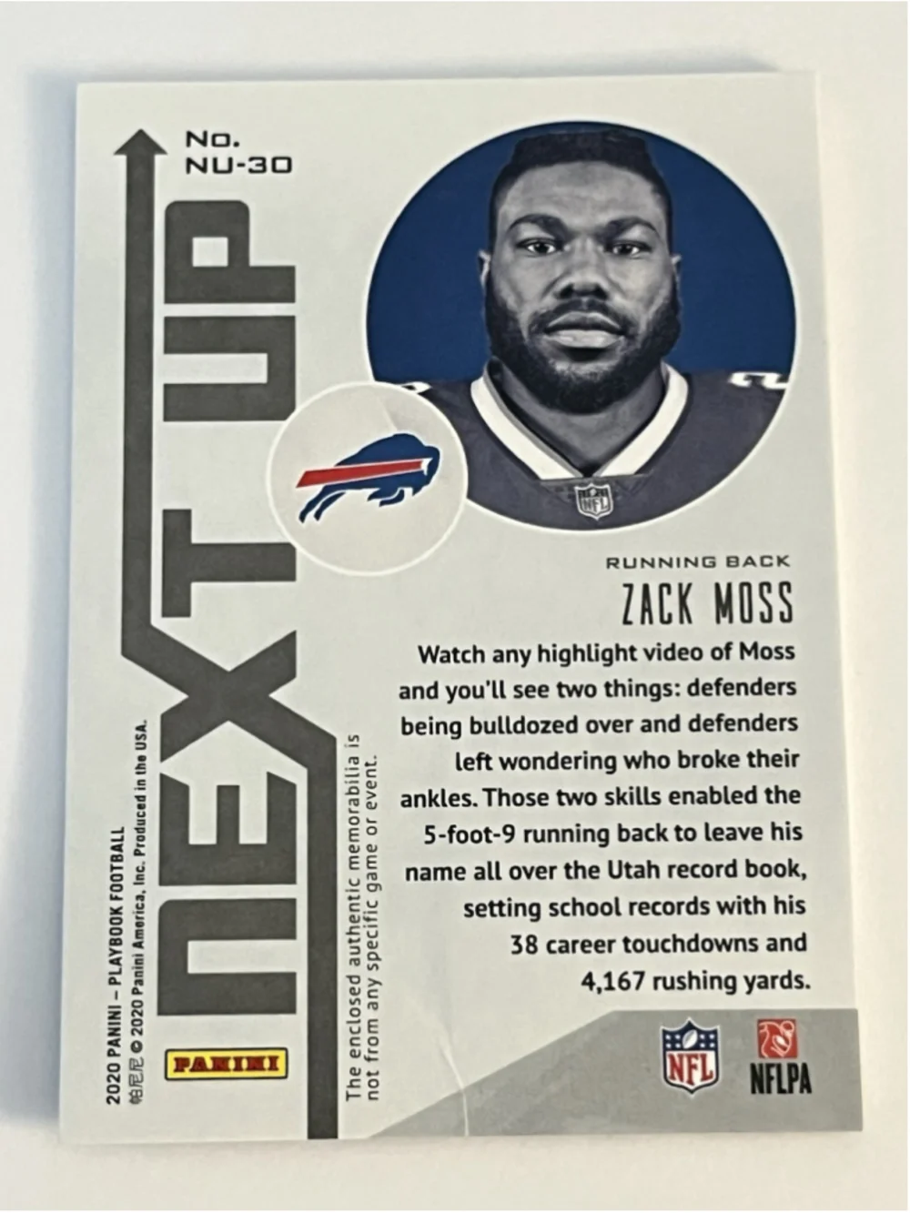Zack Moss 2020 Panini Playbook Football NEXT UP Insert RC #NU-30 Bills - Picture 6 of 6